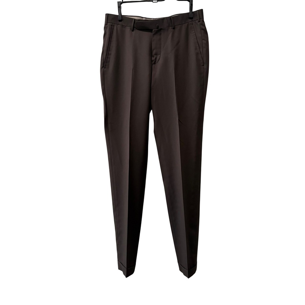 Ermenegildo Zegna Trousers Men 46R 31x33 Brown Wool Transeasonal Cuffed Business